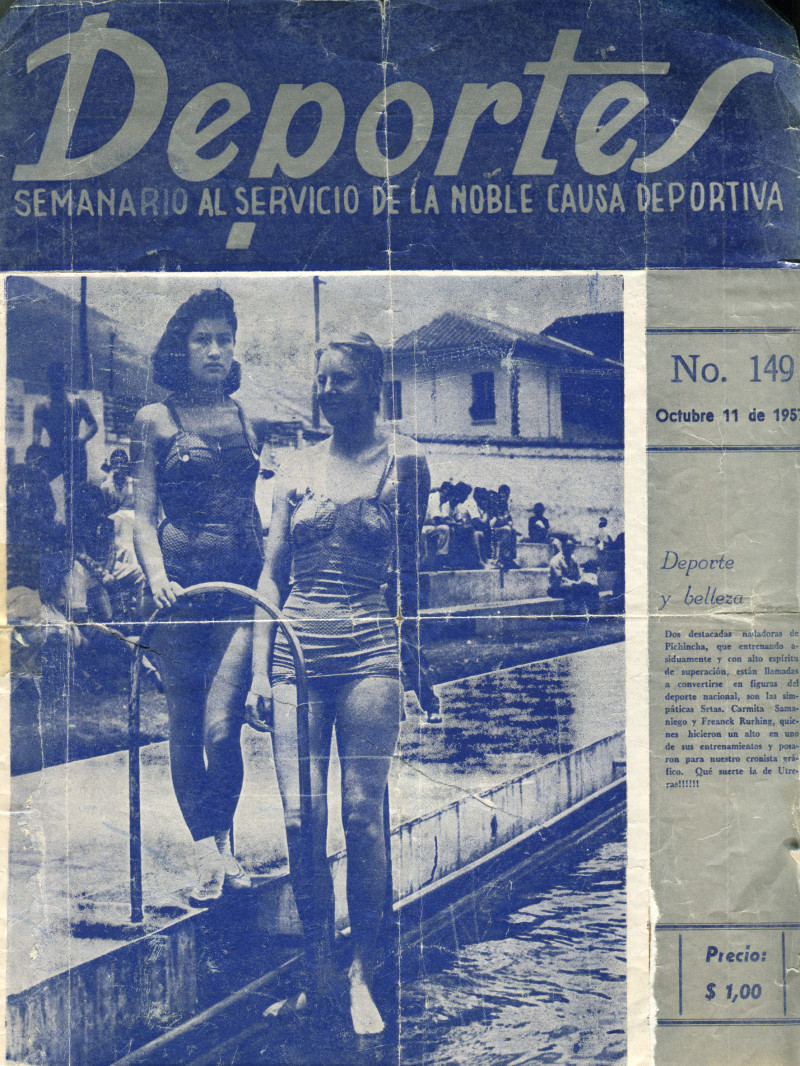 Hartmut Landauer,>deportes<,ecuadorian sports magazine cover showing the artist's mother, 1957, Frauke Rührig,Frauke Landauer